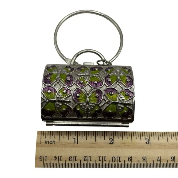 Neiman Marcus Butterfly Metal Purse Keychain Fob Pill Trinket Box Judith Leiber - Picture 13 of 16